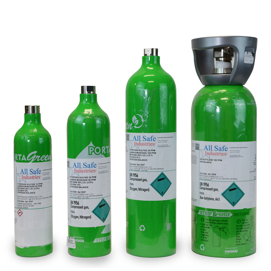 4-Gas Calibration Mix for BW (50% LEL, 100ppm CO, 25ppm H2S, 18