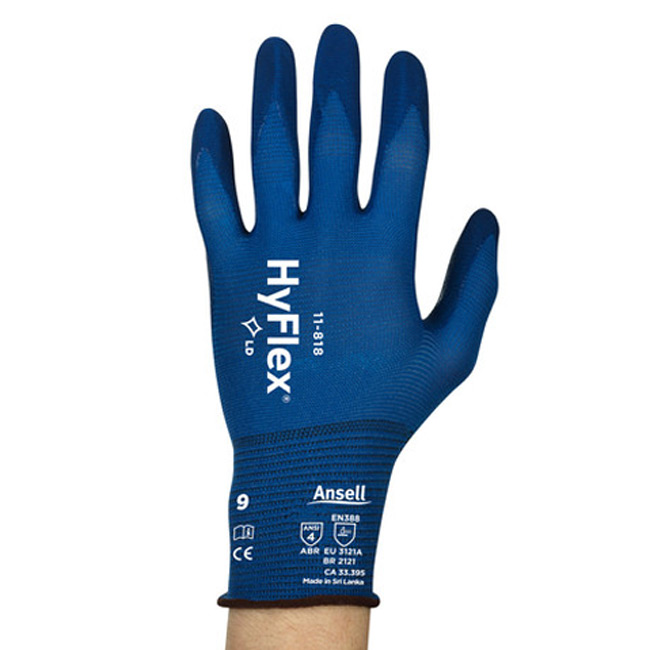 Ansell 11-818 HyFlex Light Thin Nylon Work Gloves 18 Gauge Blue